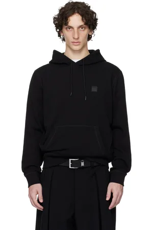 HUGO BOSS Pull à capuche noir à coupe classique et à écusson à logo