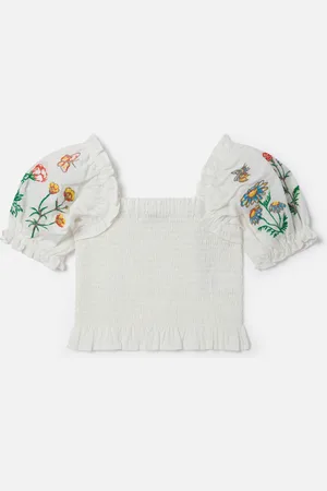 Stella McCartney Haut a manches courtes avec broderie fleurs