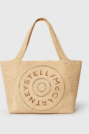 Stella McCartney Grand cabas en raphia Logo, Femme