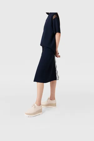 Stella McCartney Jupe midi a taille mi haute et empiecements en dentelle, Femme