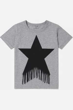 Stella McCartney T shirt graphique a franges avec etoile, Femme