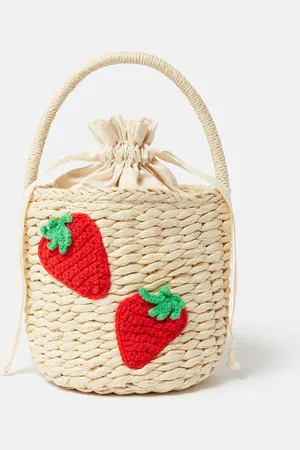 Stella McCartney Sac cabas en paille avec broderie fraise