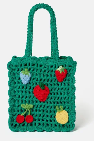 Stella McCartney Sac cabas en crochet avec broderie baie
