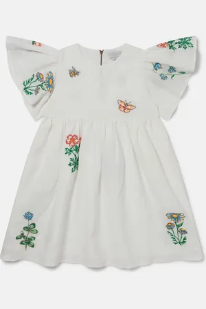 Stella McCartney Robe a mancherons avec broderie fleurs