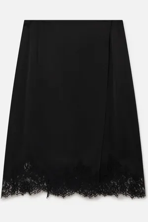 Stella McCartney Jupe midi en satin et dentelle, Femme