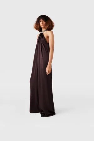 Stella McCartney Combinaison en satin à dos nu et chaîne, Femme