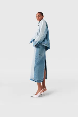 Stella McCartney Jupe en jean a empiecements contrastants, Femme
