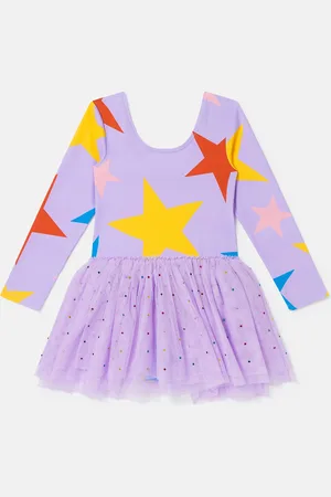 Stella McCartney Robe a manches longues et jupe en tulle avec imprime etoiles