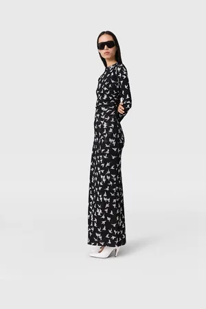 Stella McCartney Robe a manches longues en mesh avec imprime colombe, Femme