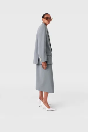 Stella McCartney Jupe midi en laine avec chaine Falabella, Femme