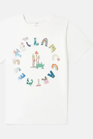 Stella McCartney T shirt a col ras du cou avec inscription Stella Woodland