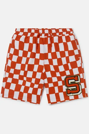 Stella McCartney Short de bain a carreaux avec initiales marque