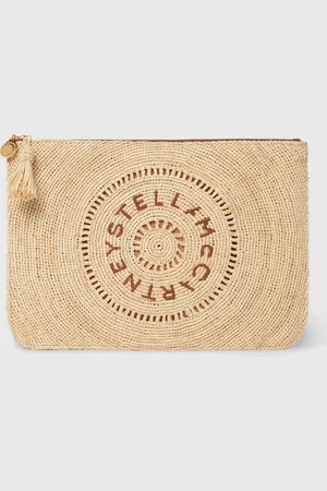 Stella McCartney Pochette en raphia Logo, Femme