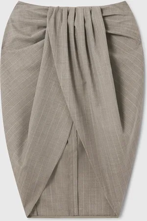 Stella McCartney Jupe midi portefeuille froncee rayee, Femme