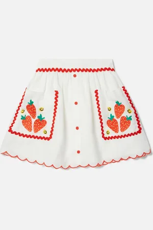 Stella McCartney Jupe a bordures festonnees avec broderie fraise