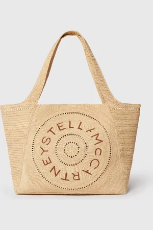 Stella McCartney Grand cabas en raphia Logo, Femme