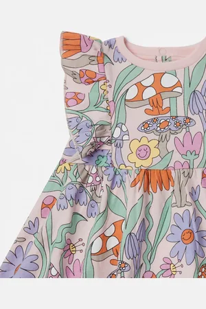 Stella McCartney Robe plissee a mancherons avec imprime foret