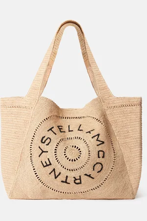 Stella McCartney Grand cabas en raphia Logo, Femme