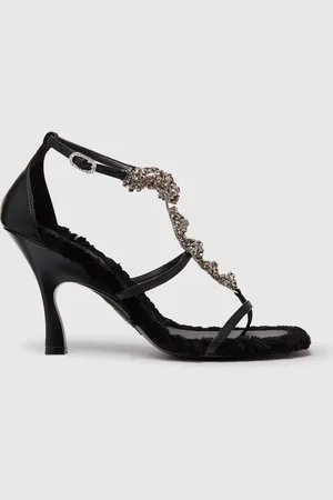 Stella McCartney Sandales a talons avec fleurs en cristaux Elsa, Femme