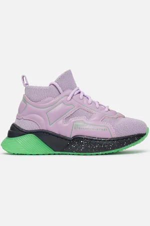 Stella McCartney Baskets a lacets et chaussettes en mesh fluo, Femme