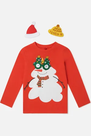 Stella McCartney T shirt graphique a manches longues avec bonhomme de neige, Femme