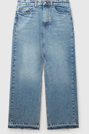 Stella McCartney Jupe fendue a l avant en denim avec delavage vintage, Femme