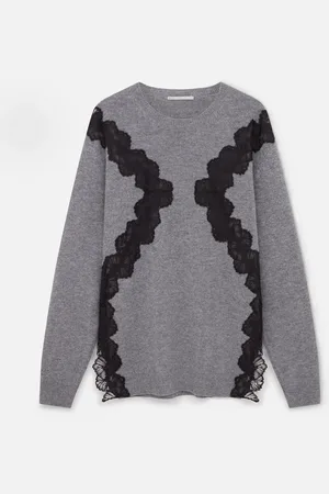 Stella McCartney Pull a manches longues avec empiecement en dentelle, Femme