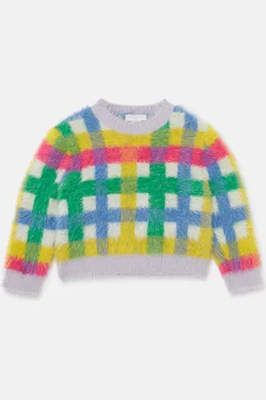 Stella McCartney Cardigan en maille avec carreaux arc en ciel, Femme