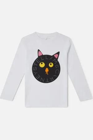 Stella McCartney T shirt a manches longues avec logo et chat mysterieux, Femme