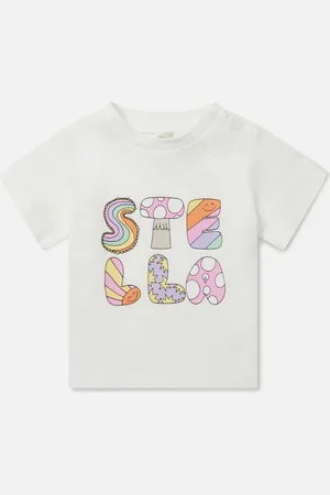 Stella McCartney T shirt a col ras du cou avec inscription Stella Woodland