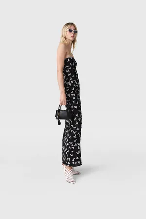 Stella McCartney Robe midi bustier en mesh avec imprime colombe, Femme