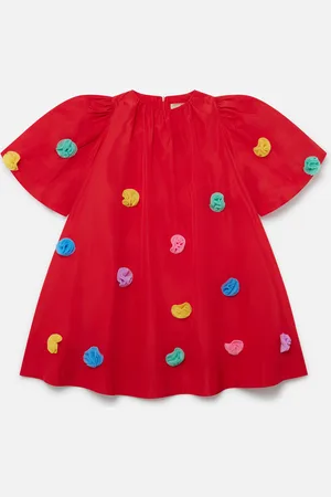 Stella McCartney Robe a manches courtes avec pompons duveteux, Femme