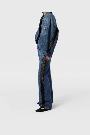 Stella McCartney Veste en jean avec empiecements en dentelle, Femme