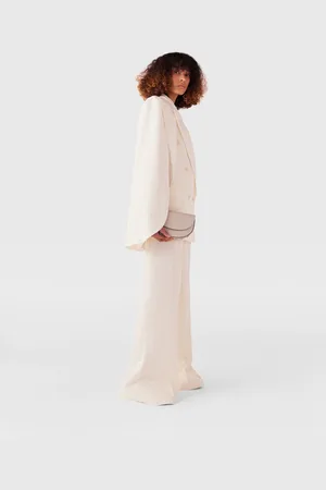Stella McCartney Pantalon large en laine a taille haute, Femme