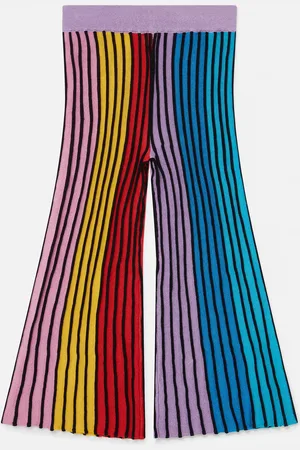 Stella McCartney Pantalon evase avec rayures arc en ciel, Femme