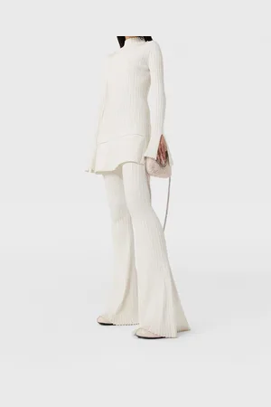 Stella McCartney Pantalon evase a taille mi haute cotele, Femme