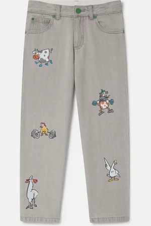 Stella McCartney Jean en denim avec broderie animaux, Femme