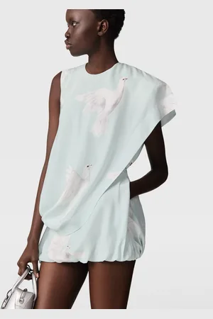 Stella McCartney Mini robe a traine nouee avec imprime colombe, Femme