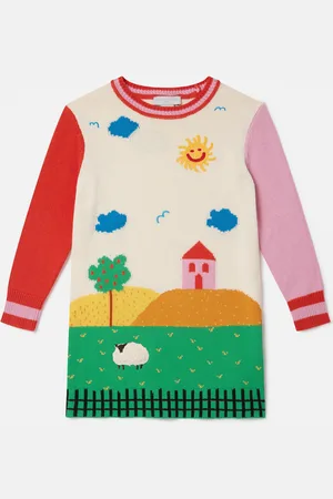 Stella McCartney Robe graphique en maille avec ferme, Femme