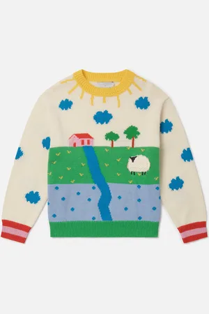 Stella McCartney Pull graphique en maille avec ferme, Femme
