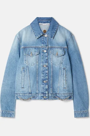 Stella McCartney Veste en jean bleu clair délavé avec maillons Falabella, Femme