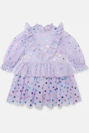Stella McCartney Robe plissee en tulle avec volants, Femme
