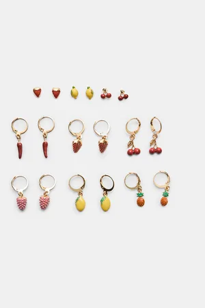 Stradivarius Lot de 9 paires de boucles d’oreilles multi-fruits OS