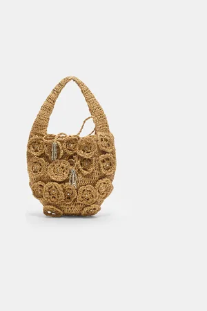 Stradivarius Sac à bandoulière à fleurs style raphia OS
