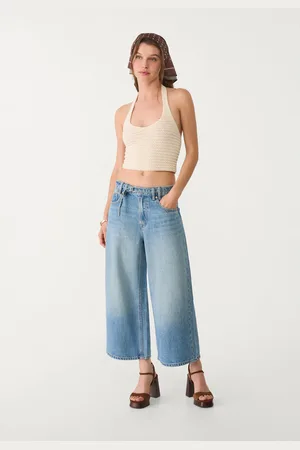 Stradivarius Jeans jupe-culotte fluide ceinture 44