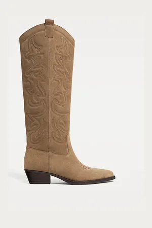 Stradivarius Bottes cowboy gravées en croûte de cuir 36
