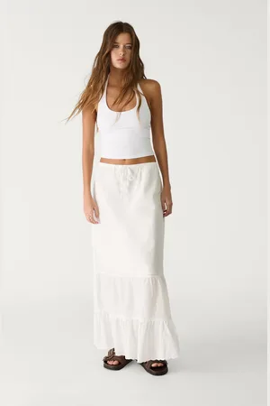 Stradivarius Jupe fluide midi broderies XS
