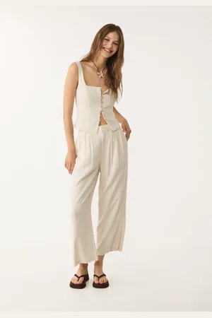 Stradivarius Jupe-culotte à pinces en lin mélangé S