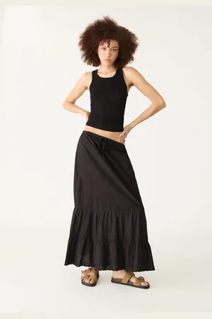 Stradivarius Jupe fluide midi broderies S