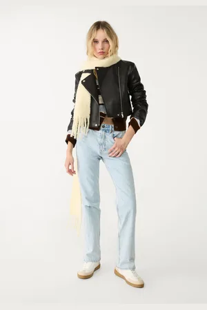 Stradivarius Blouson motard cropped en similicuir S